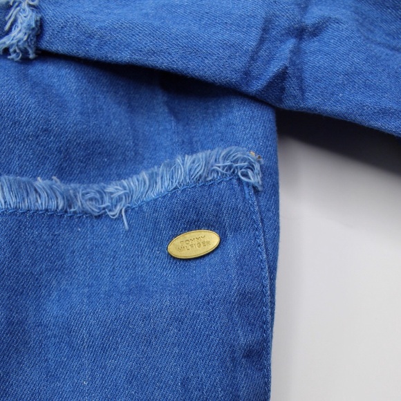 Tommy Girls Open Hem Frayed Magnetic Button Denim Jean Jacket M (8-10) NWT - Picture 6 of 11